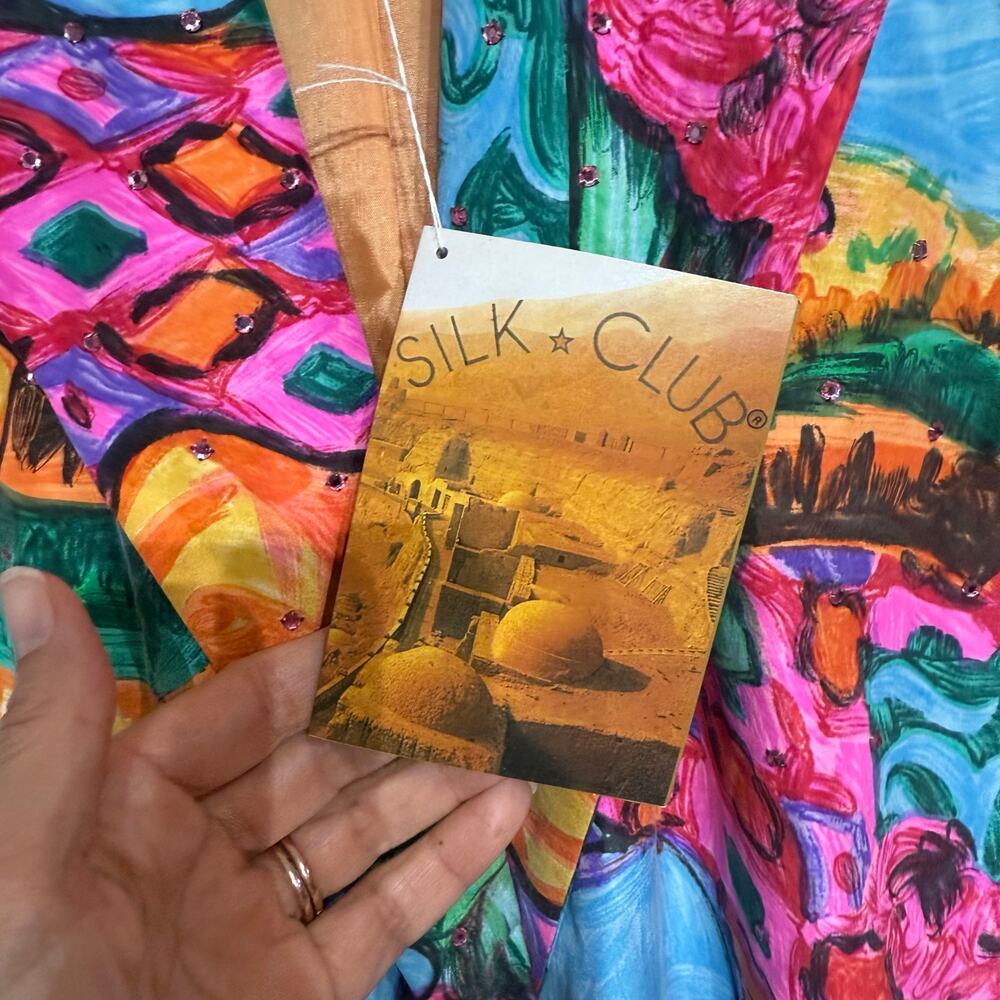 Silk Club Pink Abstract Oversized Silk Vintage Blazer Sz S NWT - Picture 7 of 12